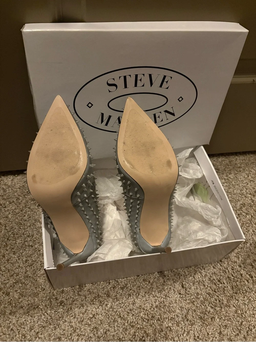 Steve Madden Gray Studded Pointed-Toe Stilettos